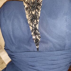 Belsoie Elegant Strapless Blue Dress